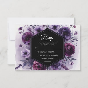 Tarjeta De Confirmación De Asistencia Boda romántico digital morado floral