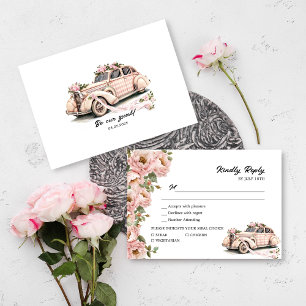Tarjeta De Confirmación De Asistencia Boda rosa Coquette Floral Rubor