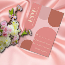 Tarjeta De Confirmación De Asistencia Boda rosa de coral de los arcos retro