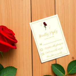 Tarjeta De Confirmación De Asistencia Boda Rosa de Marfil Dorado