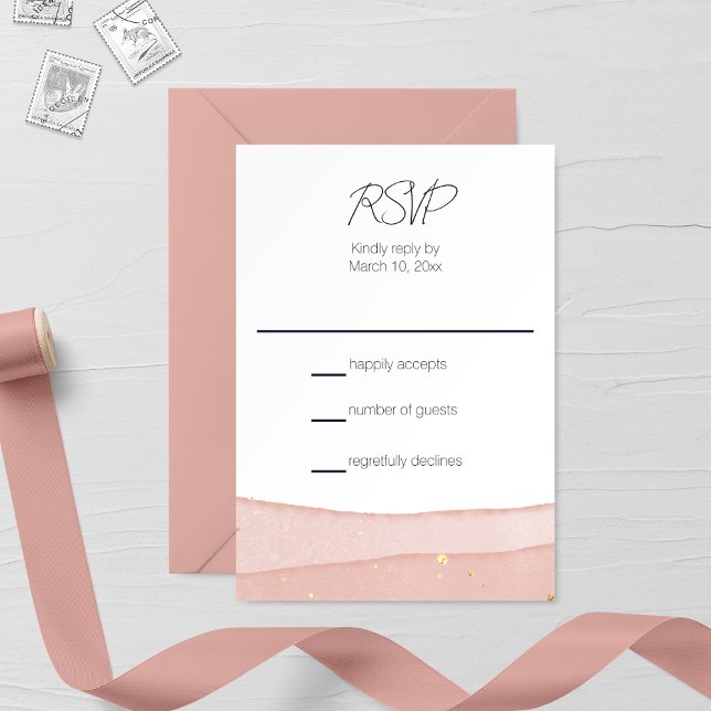 Tarjeta De Confirmación De Asistencia Boda rosa de Rubor de Ombre (Subido por el creador)