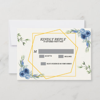 Tarjeta De Confirmación De Asistencia Boda Rosa Dorado Burgundy Azul
