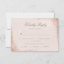 Tarjeta De Confirmación De Asistencia Boda Rosa Elegante Shimmer Gold