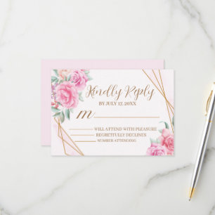 Tarjeta De Confirmación De Asistencia Boda rosa floral