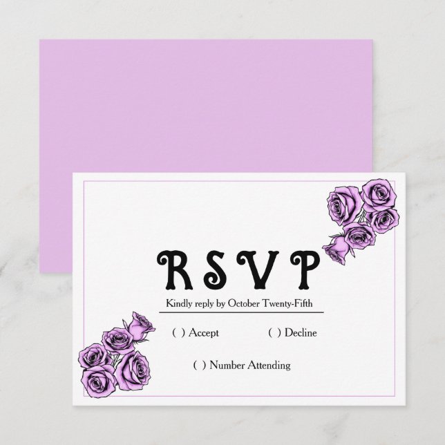 Tarjeta De Confirmación De Asistencia Boda Rosa púrpura moderno (Anverso / Reverso)