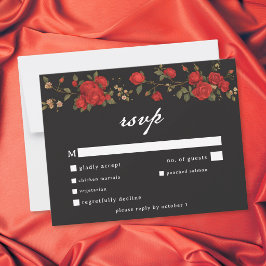 Tarjeta De Confirmación De Asistencia Boda Rosa Roja Gótica Hasta que la Muerte nos Sepa