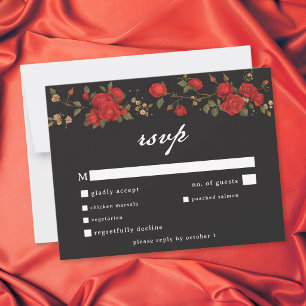 Tarjeta De Confirmación De Asistencia Boda Rosa Roja Gótica Hasta que la Muerte nos Sepa