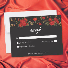 Tarjeta De Confirmación De Asistencia Boda Rosa Roja Gótica Hasta que la Muerte nos Sepa