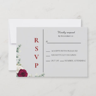 Tarjeta De Confirmación De Asistencia Boda Rosa rojo y blanco