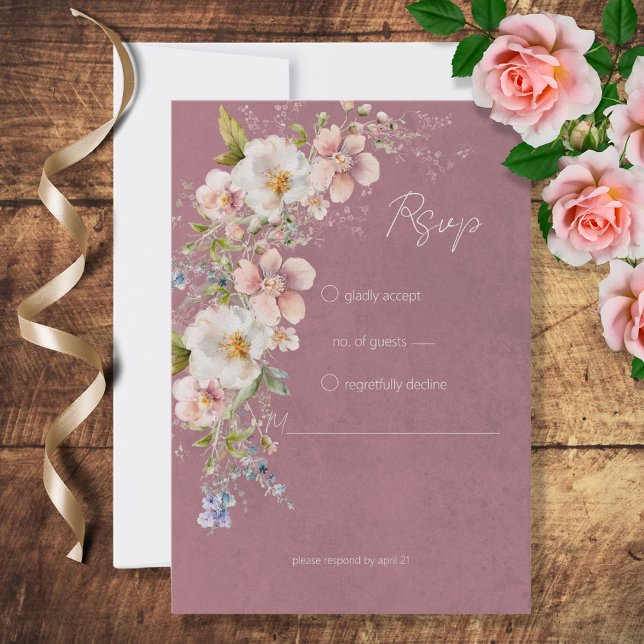 Tarjeta De Confirmación De Asistencia Boda rosado moderno de la floral pastel (Subido por el creador)