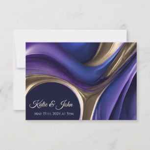Tarjeta De Confirmación De Asistencia Boda RSVP-Resumen moderno - Oro púrpura azul