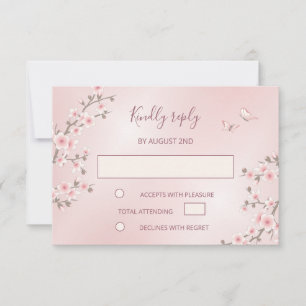 Tarjeta De Confirmación De Asistencia Boda Rubor Pink Cherry Blossom