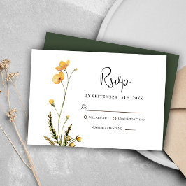 Tarjeta De Confirmación De Asistencia Boda ruso moderno de flores silvestres minimalista