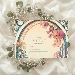 Tarjeta De Confirmación De Asistencia Boda Rust Blue Bloom