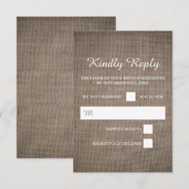 Tarjeta De Confirmación De Asistencia Boda Rustic Burlap