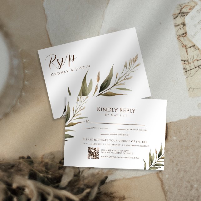 Tarjeta De Confirmación De Asistencia Boda Rustic Dread Floral Pampas (Subido por el creador)