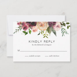 Tarjeta De Confirmación De Asistencia Boda Rustic Fall Floral Elegante