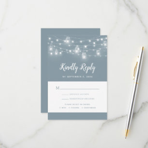 Tarjeta De Confirmación De Asistencia Boda Rustic String Lights