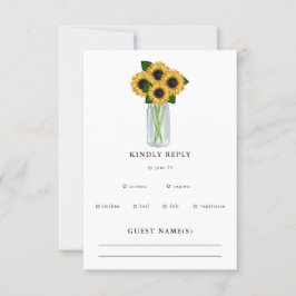 Tarjeta De Confirmación De Asistencia Boda Rustic Sunflowers Mason Jar