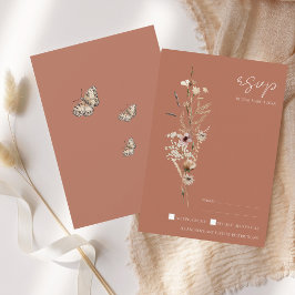 Tarjeta De Confirmación De Asistencia Boda Rustic Terracotta Otumt Fall Wildflowers