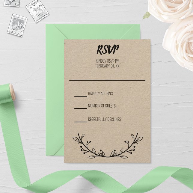 Tarjeta De Confirmación De Asistencia Boda Rustic Wreath (Subido por el creador)