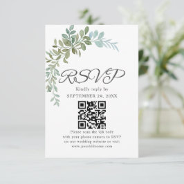 Tarjeta De Confirmación De Asistencia Boda Rústica Acuarela de Eucalipto Verde Suave