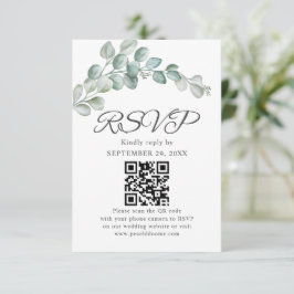 Tarjeta De Confirmación De Asistencia Boda Rústica Acuarela Eucalipto Verde