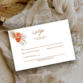 Tarjeta De Confirmación De Asistencia Boda rústica bohemia de flores naranja quemada