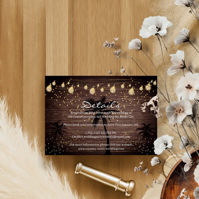 Tarjeta De Confirmación De Asistencia Boda rústica boho de palma en el campo (Subido por el creador)