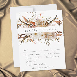 Tarjeta De Confirmación De Asistencia Boda rústica boho floral de otoño