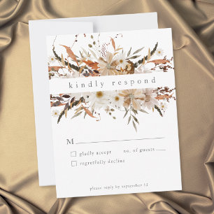 Tarjeta De Confirmación De Asistencia Boda rústica boho floral de otoño neutral