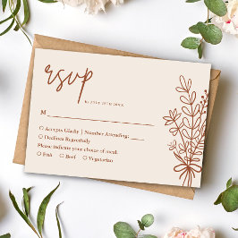 Tarjeta De Confirmación De Asistencia Boda Rústica Boho Terracota Naranja Quemada