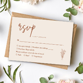 Tarjeta De Confirmación De Asistencia Boda Rústica Boho Terracota Naranja Quemada