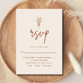 Tarjeta De Confirmación De Asistencia Boda Rústica Boho Terracota Naranja Quemada