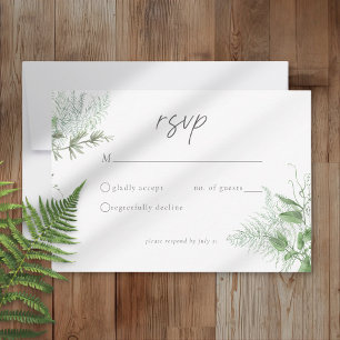 Tarjeta De Confirmación De Asistencia Boda rústica con helechos y vegetación en acuarela