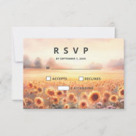 Tarjeta De Confirmación De Asistencia Boda rústica de acuarela country con girasoles boh