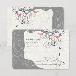Tarjeta De Confirmación De Asistencia Boda Rústica de Campo Chic con Árbol en Espiral y