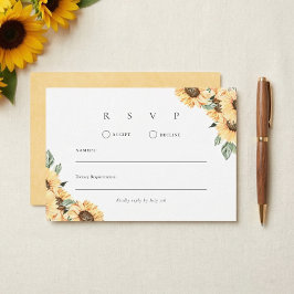 Tarjeta De Confirmación De Asistencia Boda Rústica de Campo con Estilo Sunflower