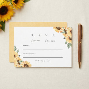 Tarjeta De Confirmación De Asistencia Boda Rústica de Campo con Estilo Sunflower