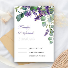 Tarjeta De Confirmación De Asistencia Boda Rústica de Lavanda y Eucalipto