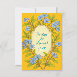 Tarjeta De Confirmación De Asistencia Boda rústica de lino azul en estilo floral