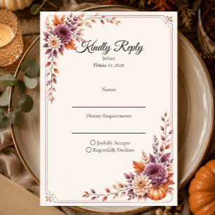 Tarjeta De Confirmación De Asistencia Boda Rústica de Otoño