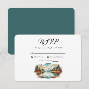 Tarjeta De Confirmación De Asistencia Boda rústica de otoño junto al lago en el bosque