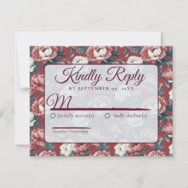 Tarjeta De Confirmación De Asistencia Boda Rústica de Peonías Florales Clásicas