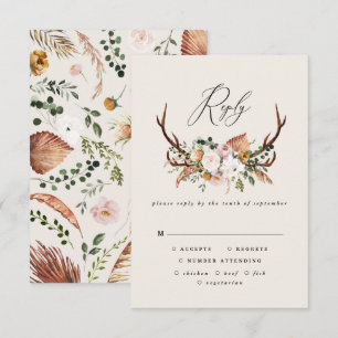 Tarjeta De Confirmación De Asistencia Boda rústica elegante floral terracota rosa ciervo