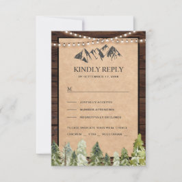 Tarjeta De Confirmación De Asistencia Boda rústica en el bosque de montaña
