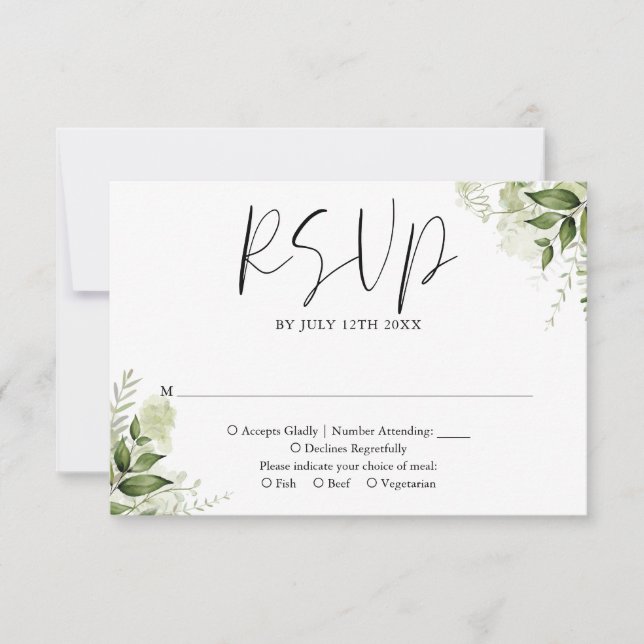 Tarjeta De Confirmación De Asistencia Boda Rústica Floral Elegante (Anverso)