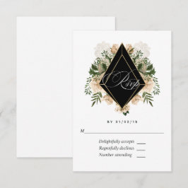 Tarjeta De Confirmación De Asistencia Boda rústica poligonal floral de marfil