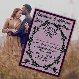 Tarjeta De Confirmación De Asistencia Boda Rústica Púrpura Profundo