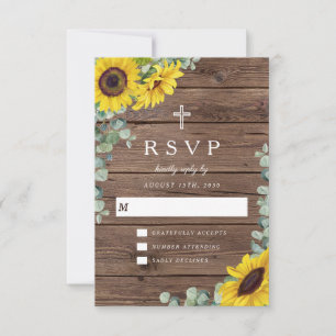 Tarjeta De Confirmación De Asistencia Boda Rústica Religiosa Floral Girasoles Granero